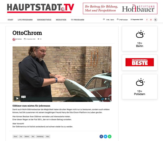 OttoChrom in Medien - Hauptstadt TV 2020-09-02